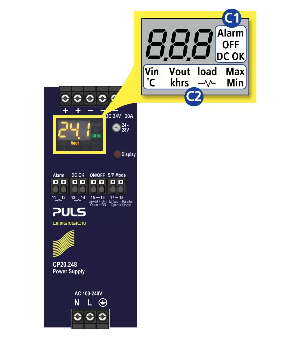 The integrated display allows users to see the quality of the mains voltage at any time.