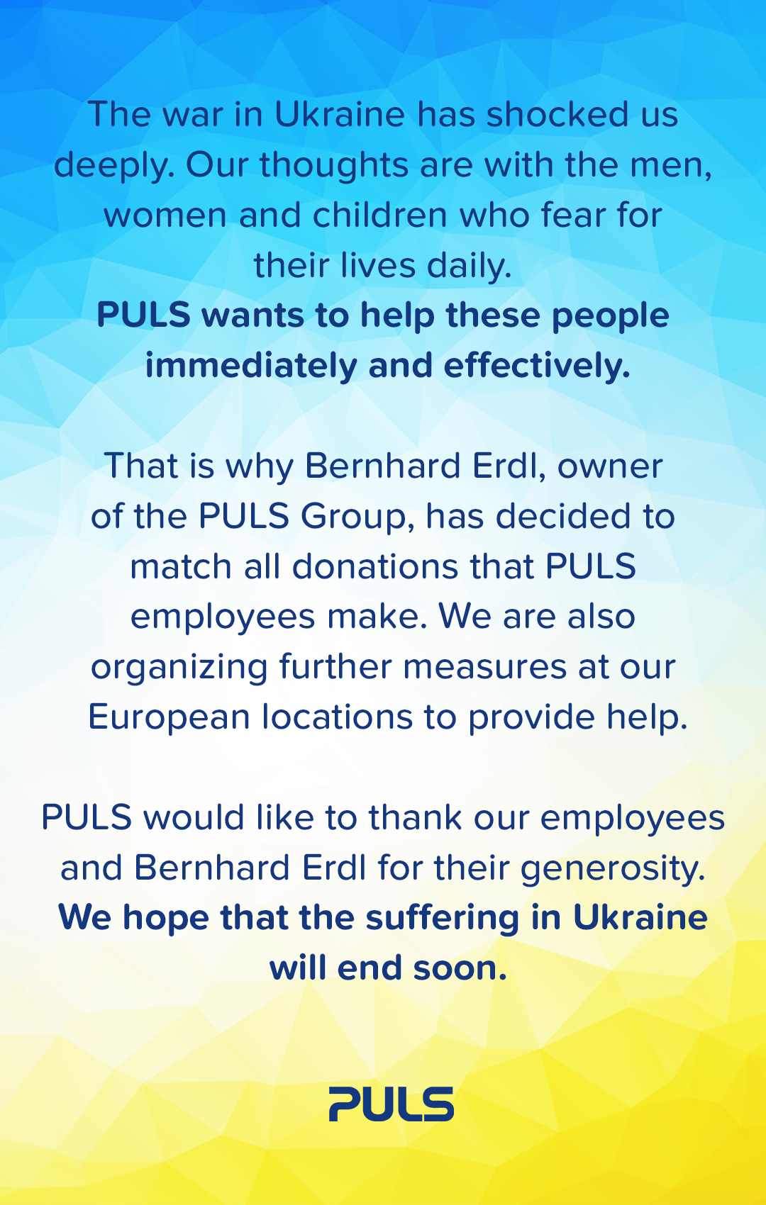 PULS employees help people in Ukraine.